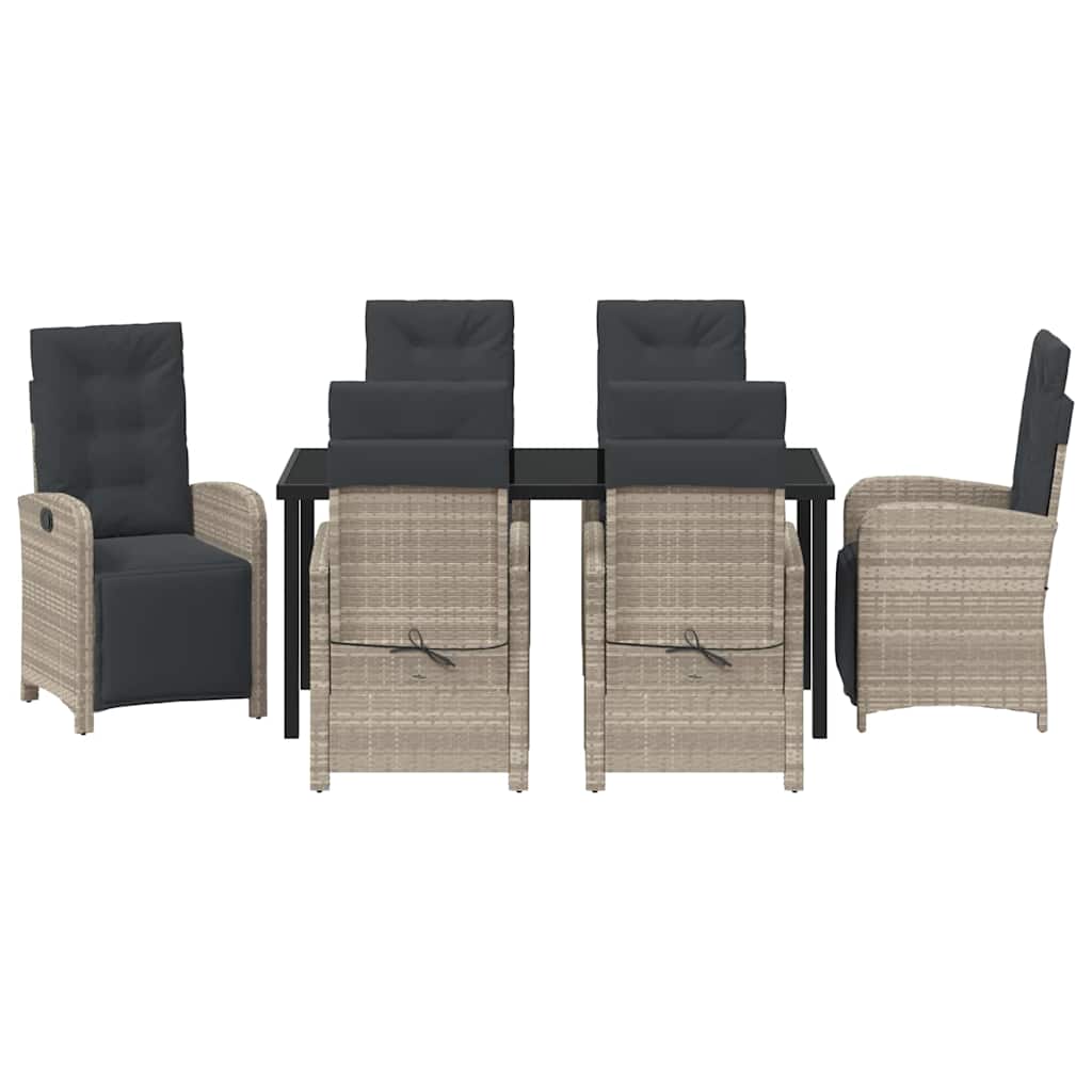 Set da Pranzo per Giardino 7 pcs Grigio chiaro polyrattan - homemem39