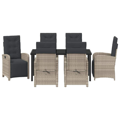 Set da Pranzo per Giardino 7 pcs Grigio chiaro polyrattan - homemem39