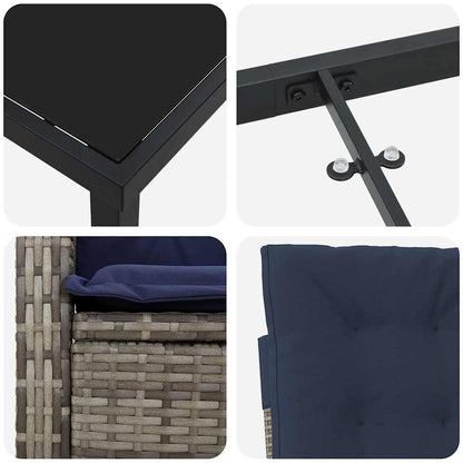 Set da Pranzo per Giardino 5 pcs Grigio polyrattan - homemem39