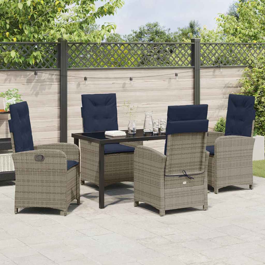 Set da Pranzo per Giardino 5 pcs Grigio polyrattan - homemem39