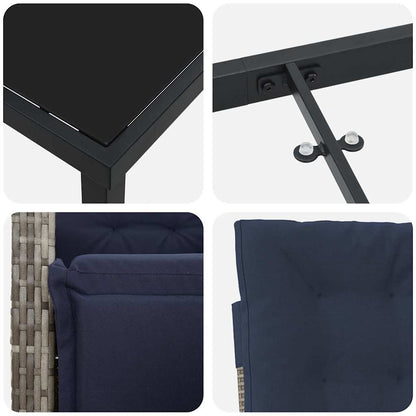 Set da Pranzo per Giardino 3 pcs Grigio polyrattan - homemem39