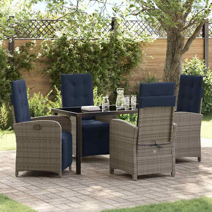 Set da Pranzo per Giardino 5 pcs Grigio polyrattan - homemem39