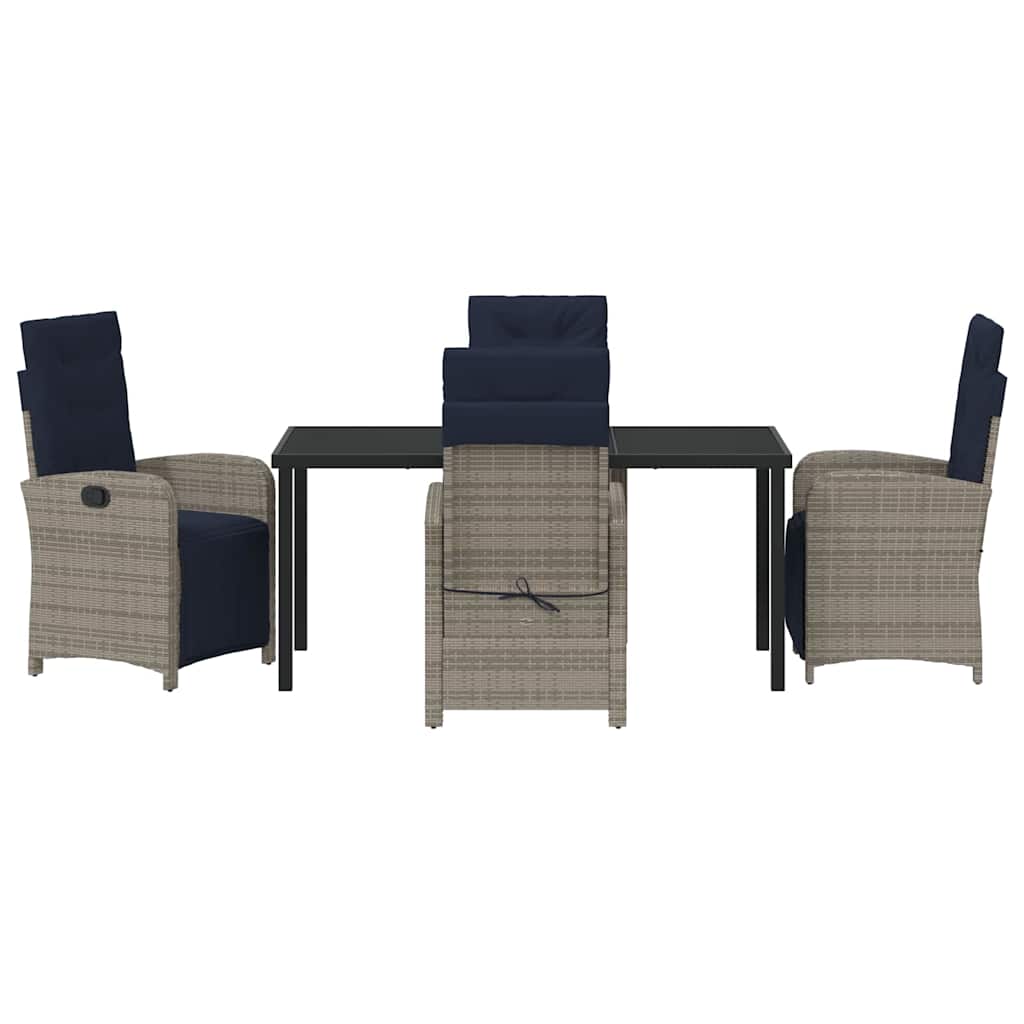 Set da Pranzo per Giardino 5 pcs Grigio polyrattan - homemem39