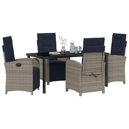 Set da Pranzo per Giardino 5 pcs Grigio polyrattan - homemem39