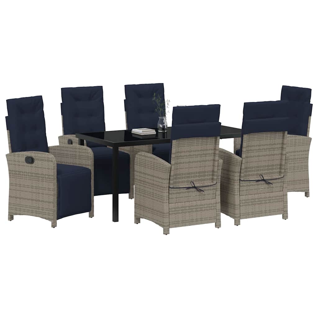 Set da Pranzo per Giardino 7 pcs Grigio polyrattan - homemem39