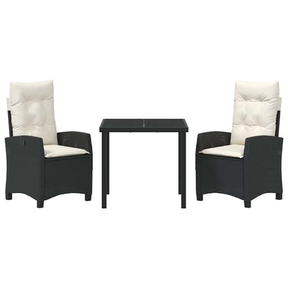 Set da Pranzo per Giardino 3 pcs Nero polyrattan - homemem39