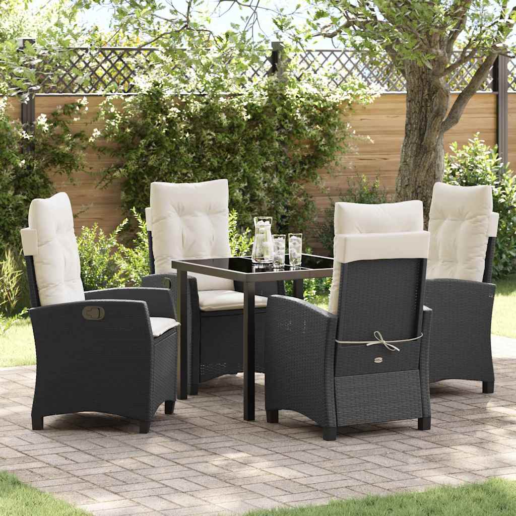 Set da Pranzo per Giardino 5 pcs Nero polyrattan - homemem39