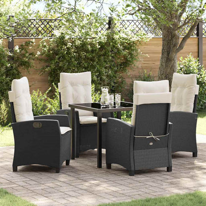 Set da Pranzo per Giardino 5 pcs Nero polyrattan - homemem39