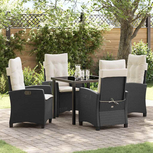 Set da Pranzo per Giardino 5 pcs Nero polyrattan - homemem39