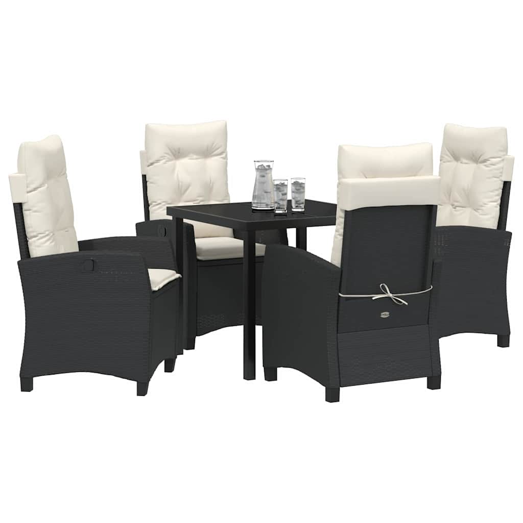 Set da Pranzo per Giardino 5 pcs Nero polyrattan - homemem39