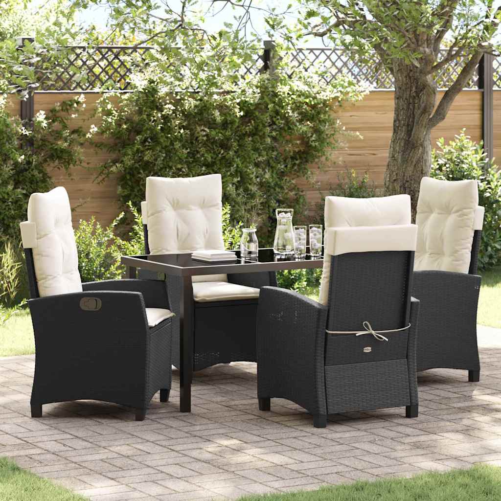 Set da Pranzo per Giardino 5 pcs Nero polyrattan - homemem39