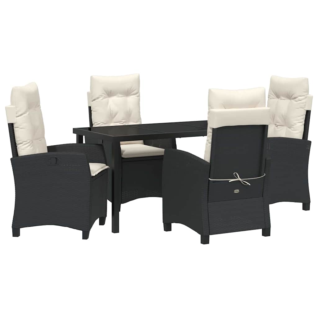 Set da Pranzo per Giardino 5 pcs Nero polyrattan - homemem39