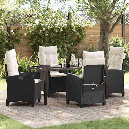 Set da Pranzo per Giardino 5 pcs Nero polyrattan - homemem39