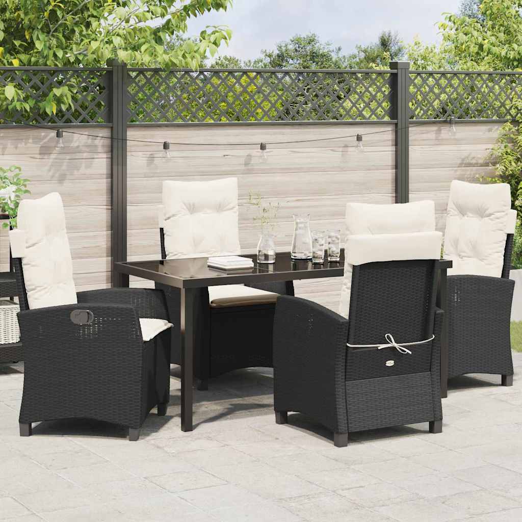 Set da Pranzo per Giardino 5 pcs Nero polyrattan - homemem39