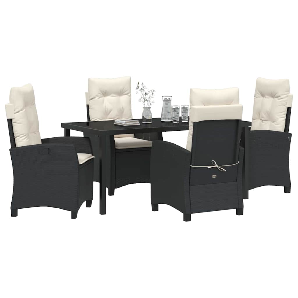 Set da Pranzo per Giardino 5 pcs Nero polyrattan - homemem39