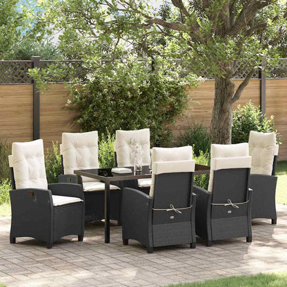 Set da Pranzo per Giardino 7 pcs Nero polyrattan