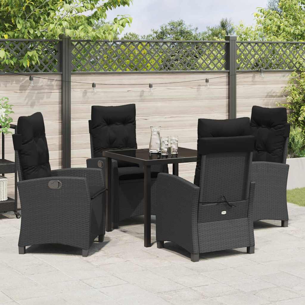 Set da Pranzo per Giardino 5 pcs Nero polyrattan - homemem39