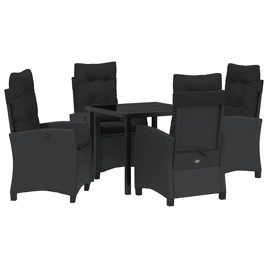 Set da Pranzo per Giardino 5 pcs Nero polyrattan - homemem39