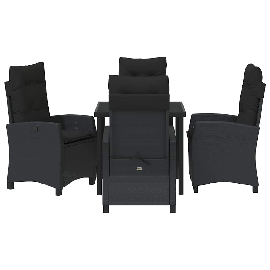 Set da Pranzo per Giardino 5 pcs Nero polyrattan - homemem39