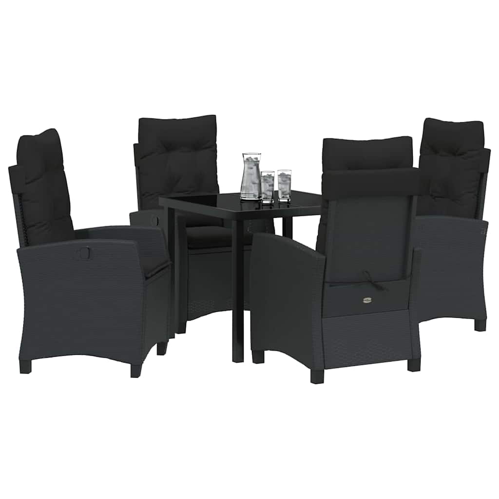Set da Pranzo per Giardino 5 pcs Nero polyrattan - homemem39