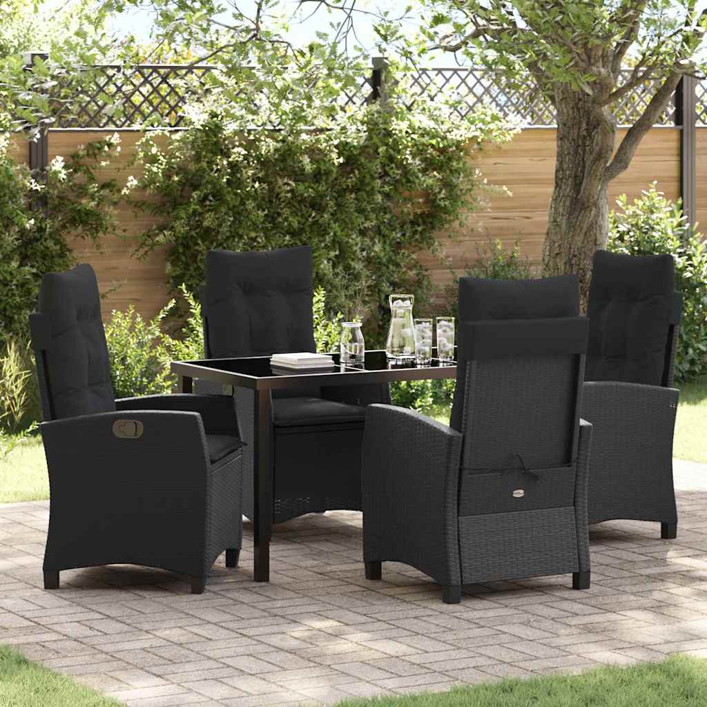 Set da Pranzo per Giardino 5 pcs Nero polyrattan - homemem39