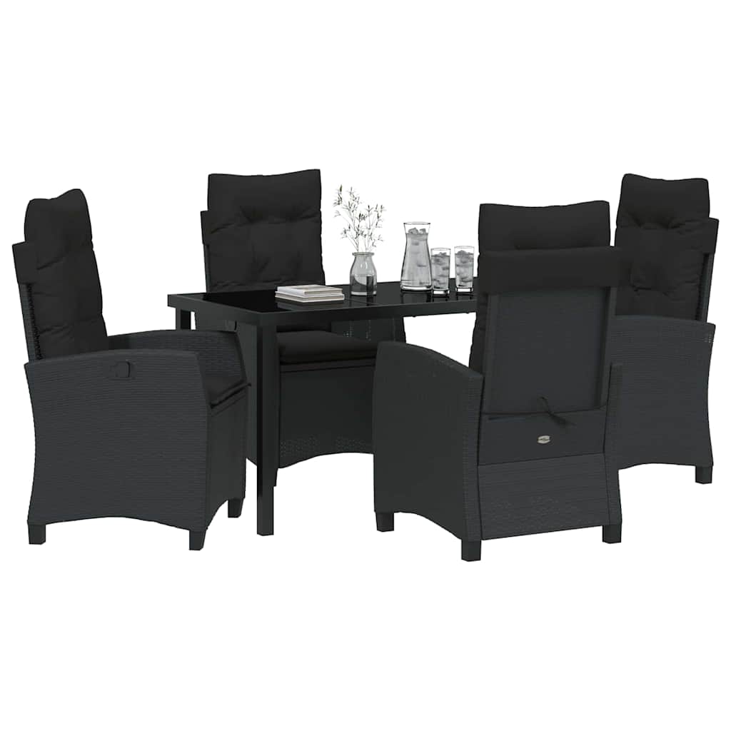 Set da Pranzo per Giardino 5 pcs Nero polyrattan - homemem39