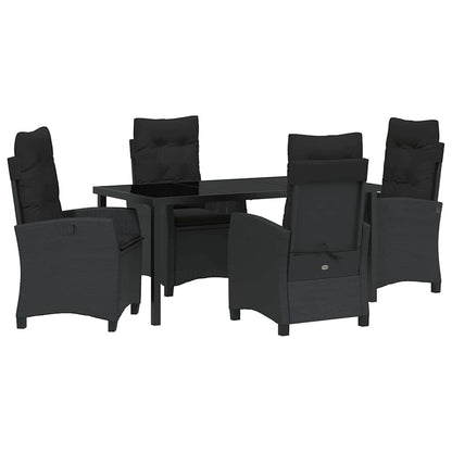 Set da Pranzo per Giardino 5 pcs Nero polyrattan - homemem39
