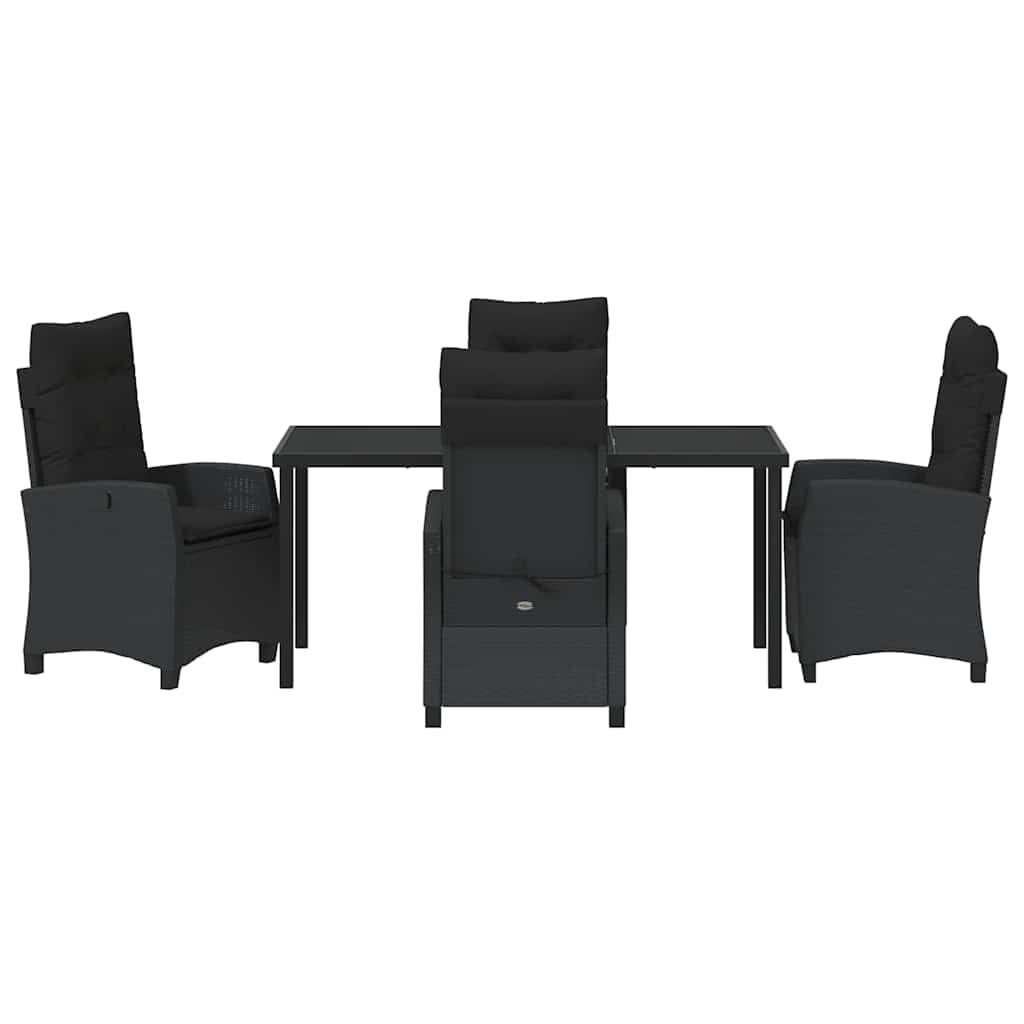 Set da Pranzo per Giardino 5 pcs Nero polyrattan - homemem39
