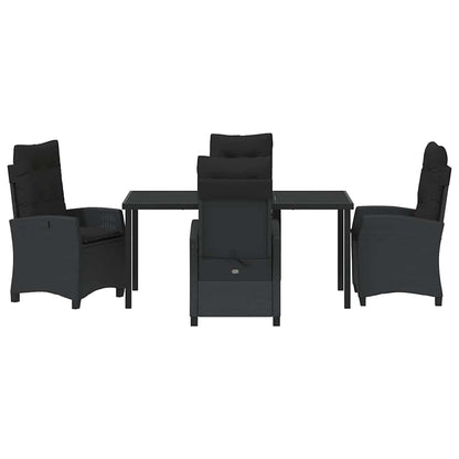 Set da Pranzo per Giardino 5 pcs Nero polyrattan - homemem39