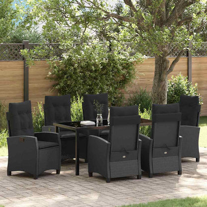 Set da Pranzo per Giardino 7 pcs Nero polyrattan - homemem39