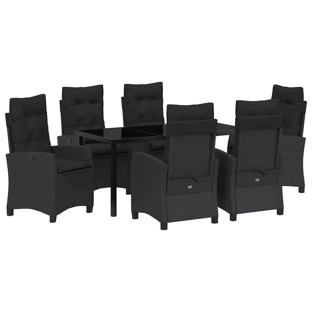 Set da Pranzo per Giardino 7 pcs Nero polyrattan - homemem39