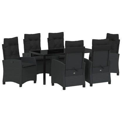 Set da Pranzo per Giardino 7 pcs Nero polyrattan - homemem39