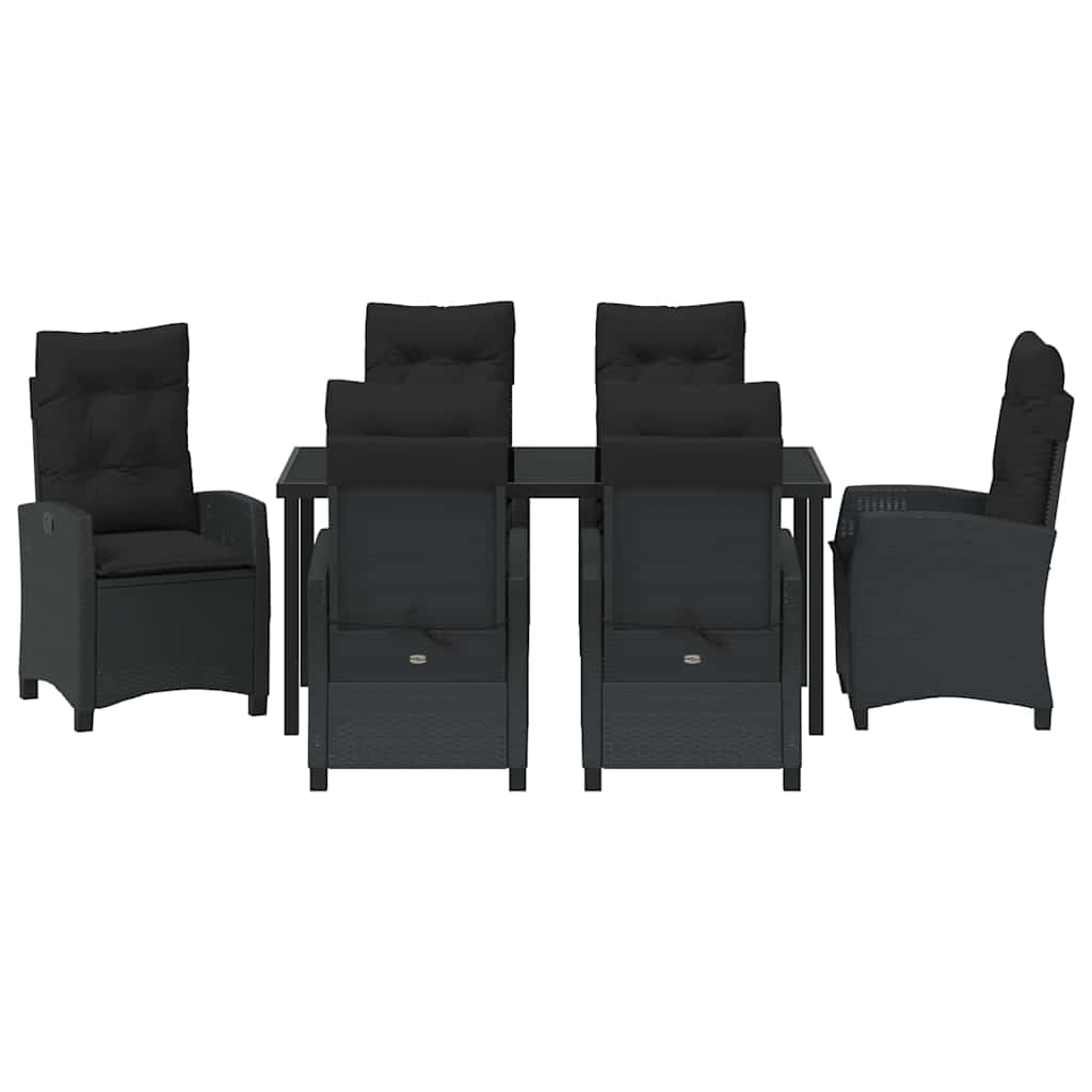 Set da Pranzo per Giardino 7 pcs Nero polyrattan - homemem39