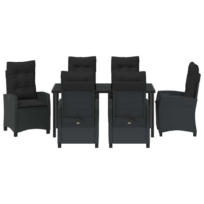 Set da Pranzo per Giardino 7 pcs Nero polyrattan - homemem39