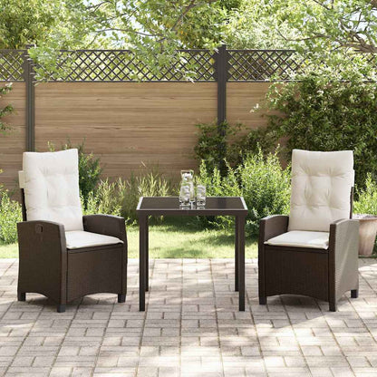 Set da Pranzo per Giardino 3 pcs Marrone polyrattan - homemem39
