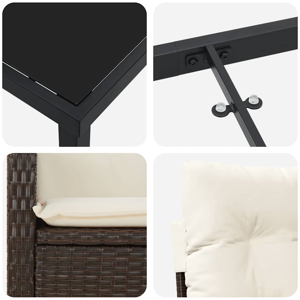 Set da Pranzo per Giardino 5 pcs Marrone polyrattan - homemem39