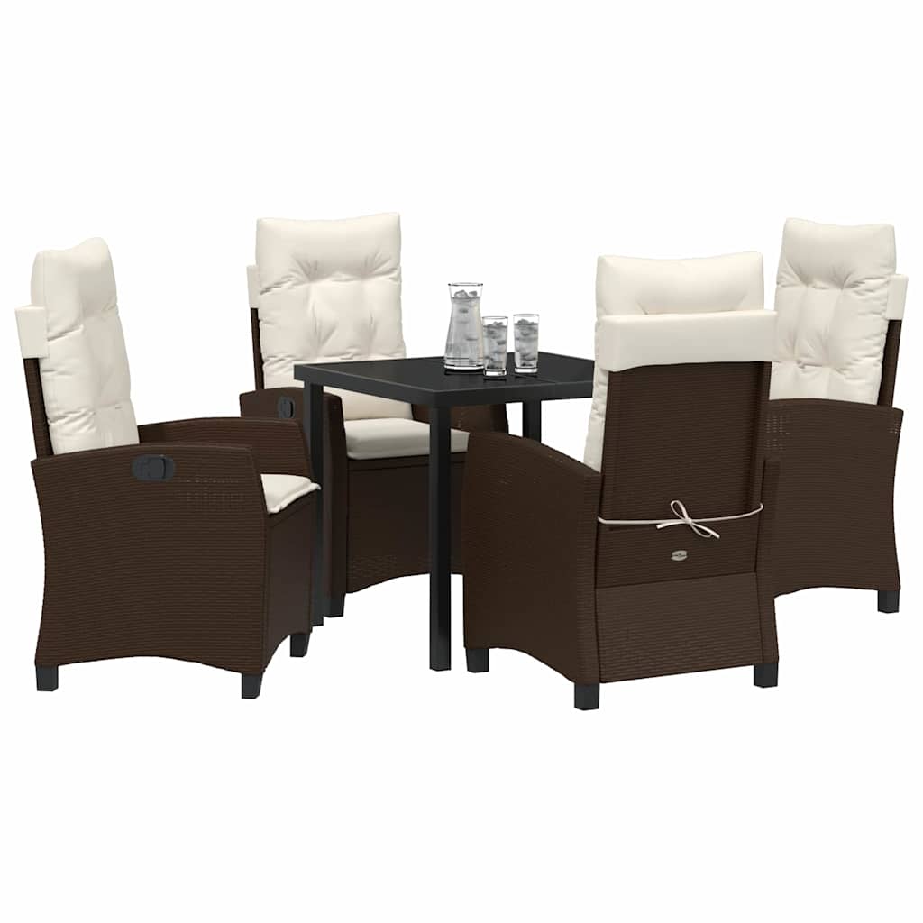Set da Pranzo per Giardino 5 pcs Marrone polyrattan - homemem39
