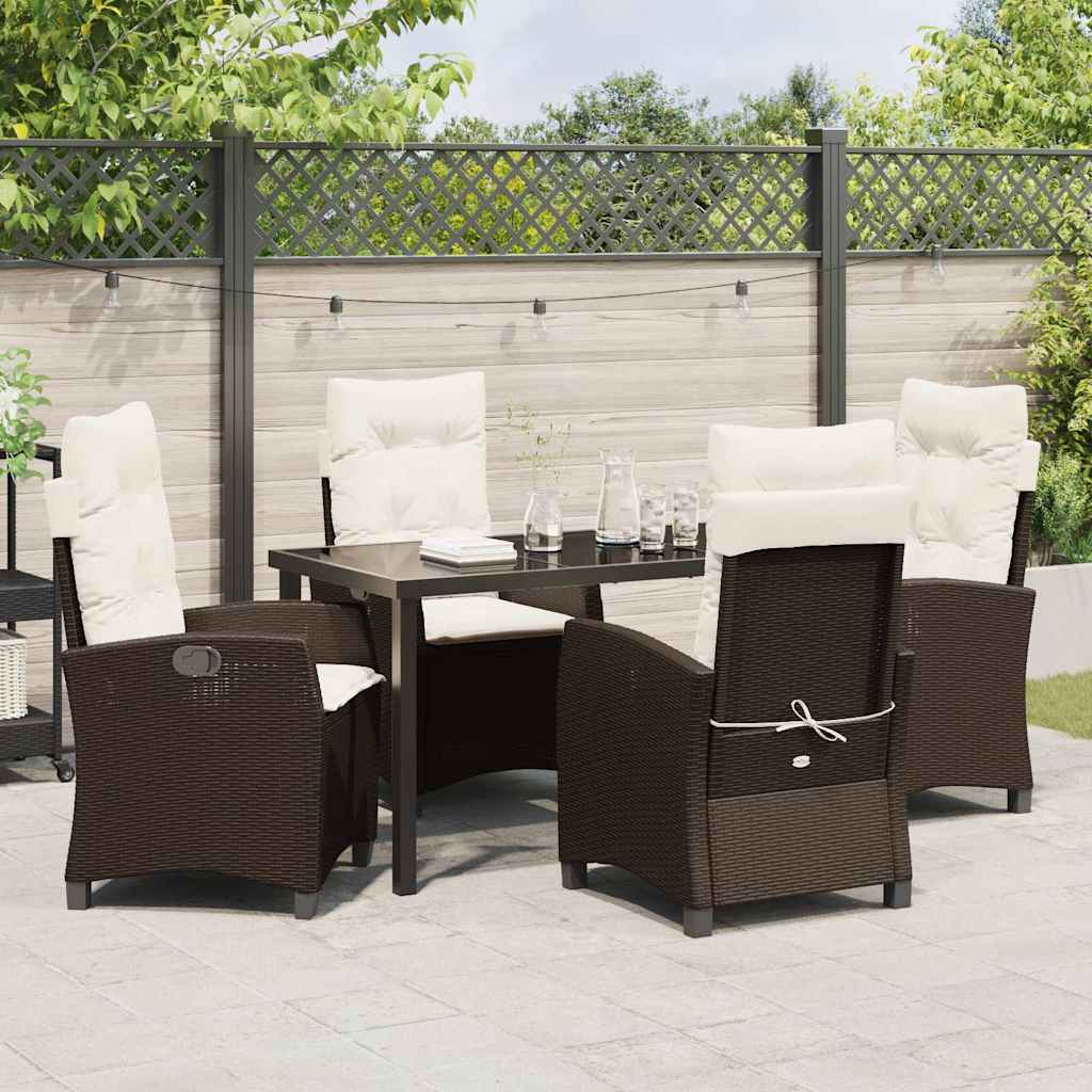 Set da Pranzo per Giardino 5 pcs Marrone polyrattan - homemem39
