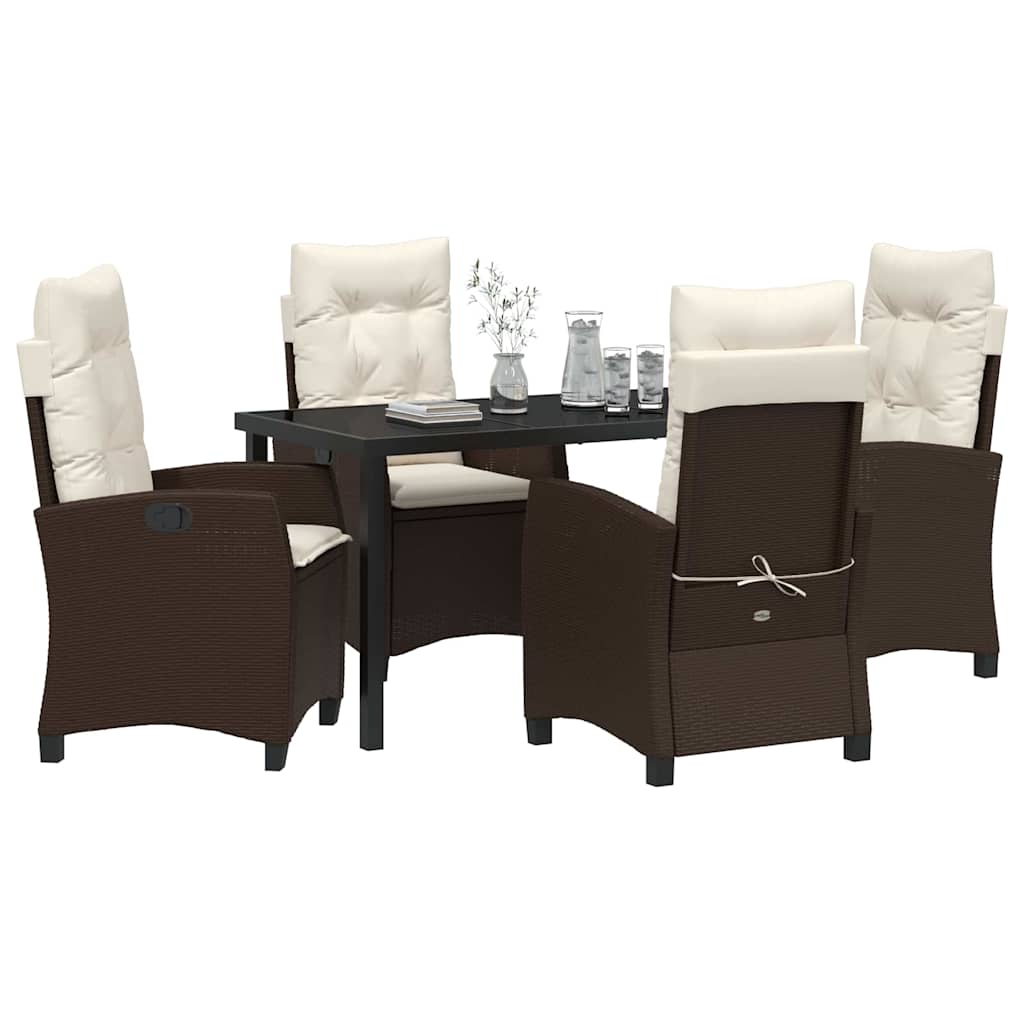 Set da Pranzo per Giardino 5 pcs Marrone polyrattan - homemem39