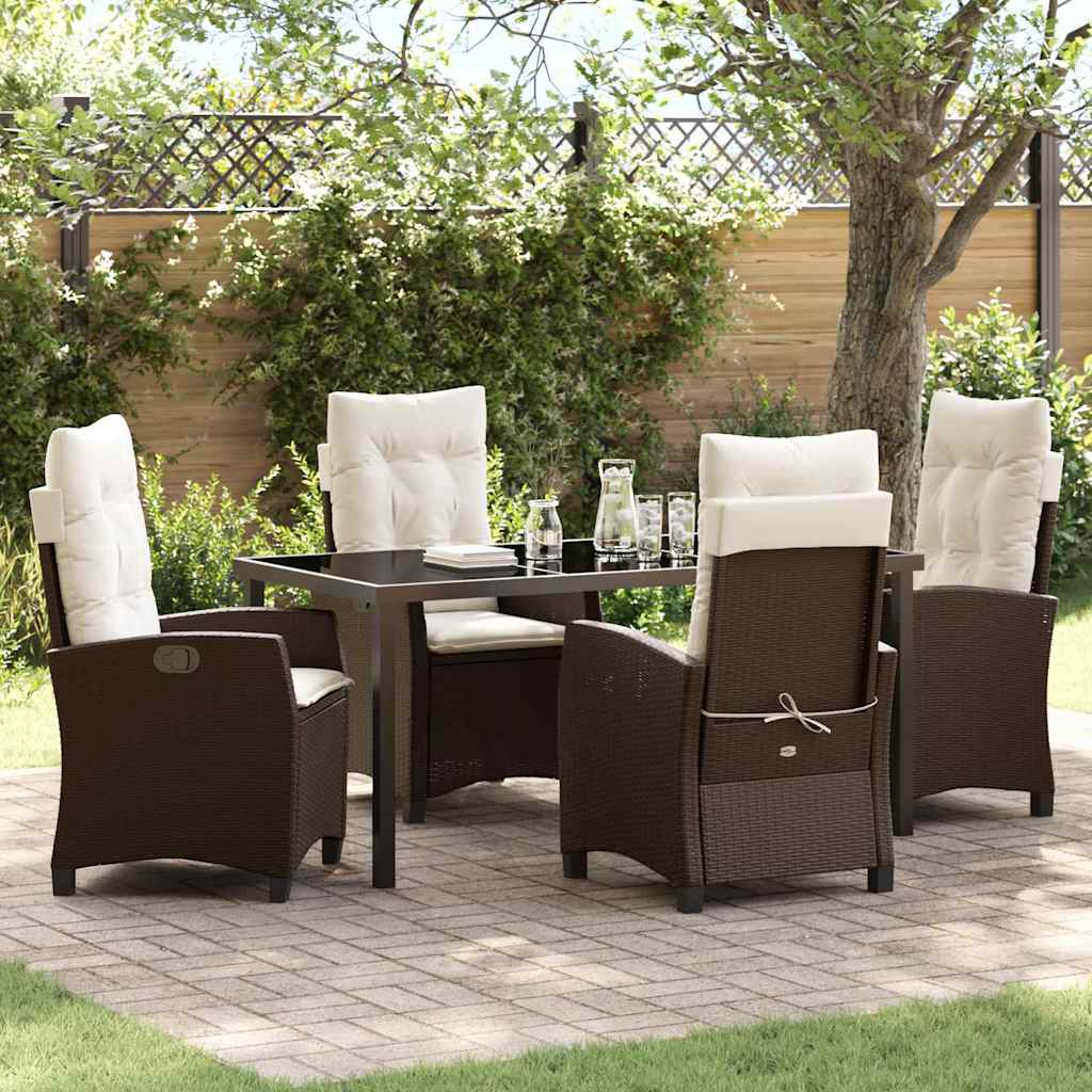 Set da Pranzo per Giardino 5 pcs Marrone polyrattan - homemem39