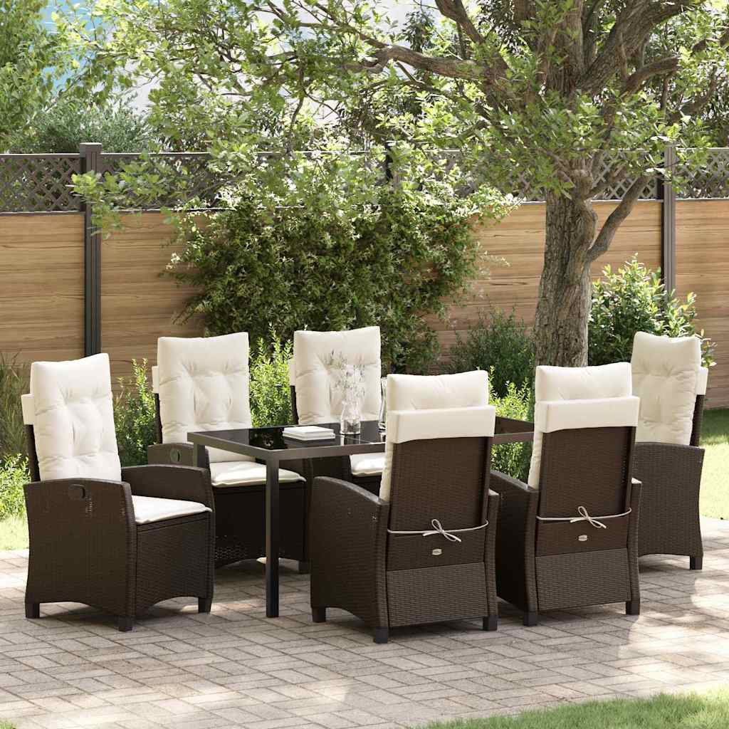 Set da Pranzo per Giardino 7 pcs Marrone polyrattan - homemem39