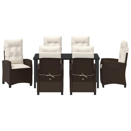 Set da Pranzo per Giardino 7 pcs Marrone polyrattan - homemem39