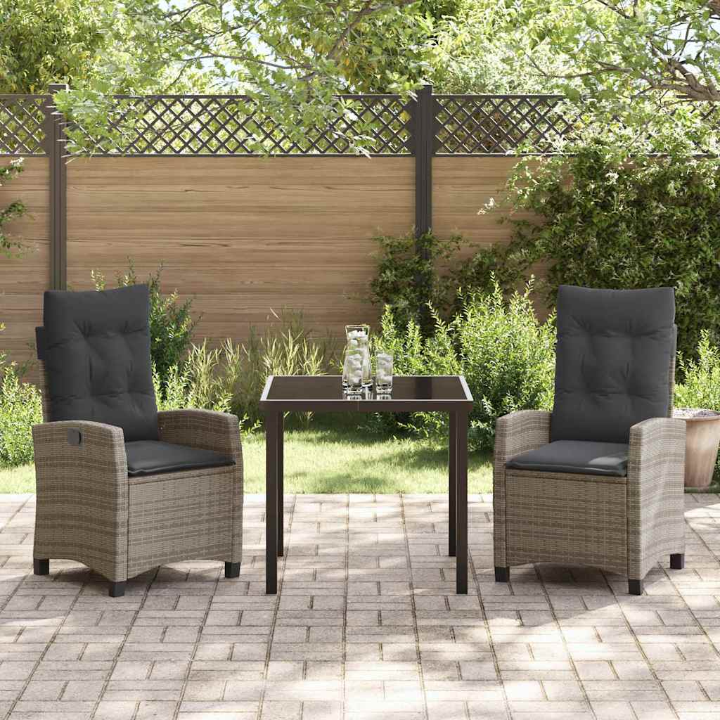 Set da Pranzo per Giardino 3 pcs Grigio polyrattan - homemem39