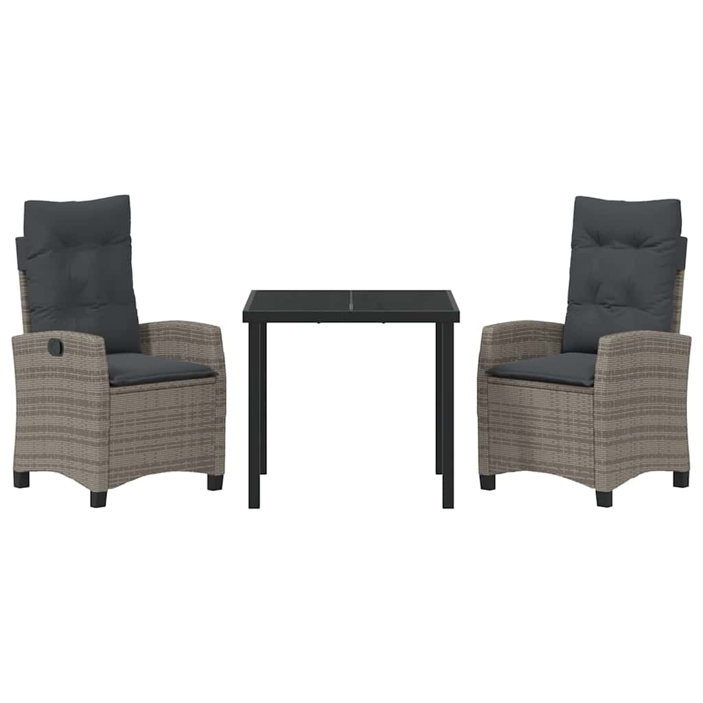 Set da Pranzo per Giardino 3 pcs Grigio polyrattan - homemem39