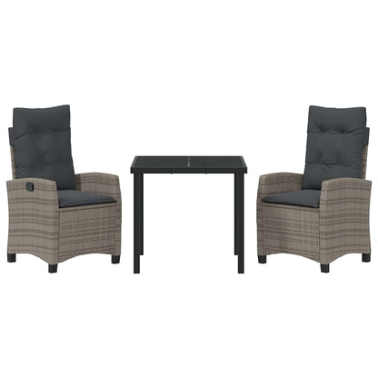 Set da Pranzo per Giardino 3 pcs Grigio polyrattan - homemem39