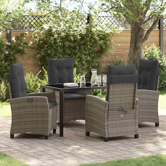Set da Pranzo per Giardino 5 pcs Grigio polyrattan - homemem39