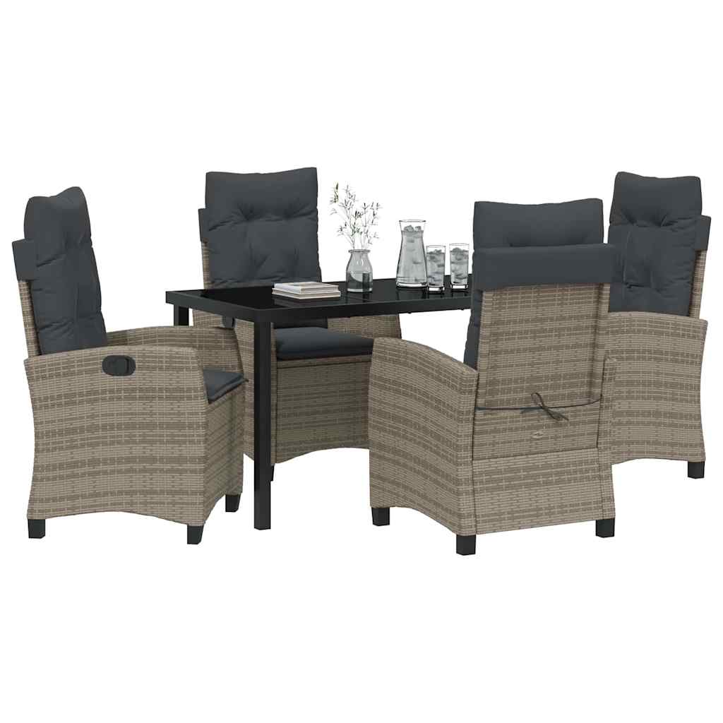 Set da Pranzo per Giardino 5 pcs Grigio polyrattan - homemem39