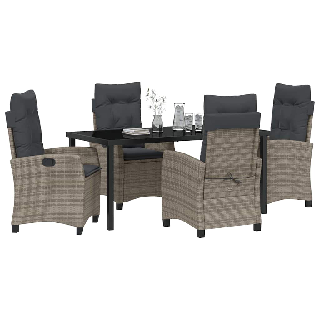 Set da Pranzo per Giardino 5 pcs Grigio polyrattan - homemem39