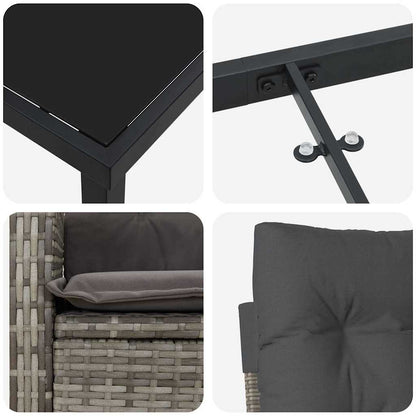 Set da Pranzo per Giardino 7 pcs Grigio polyrattan - homemem39