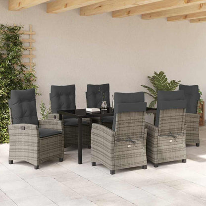 Set da Pranzo per Giardino 7 pcs Grigio polyrattan - homemem39